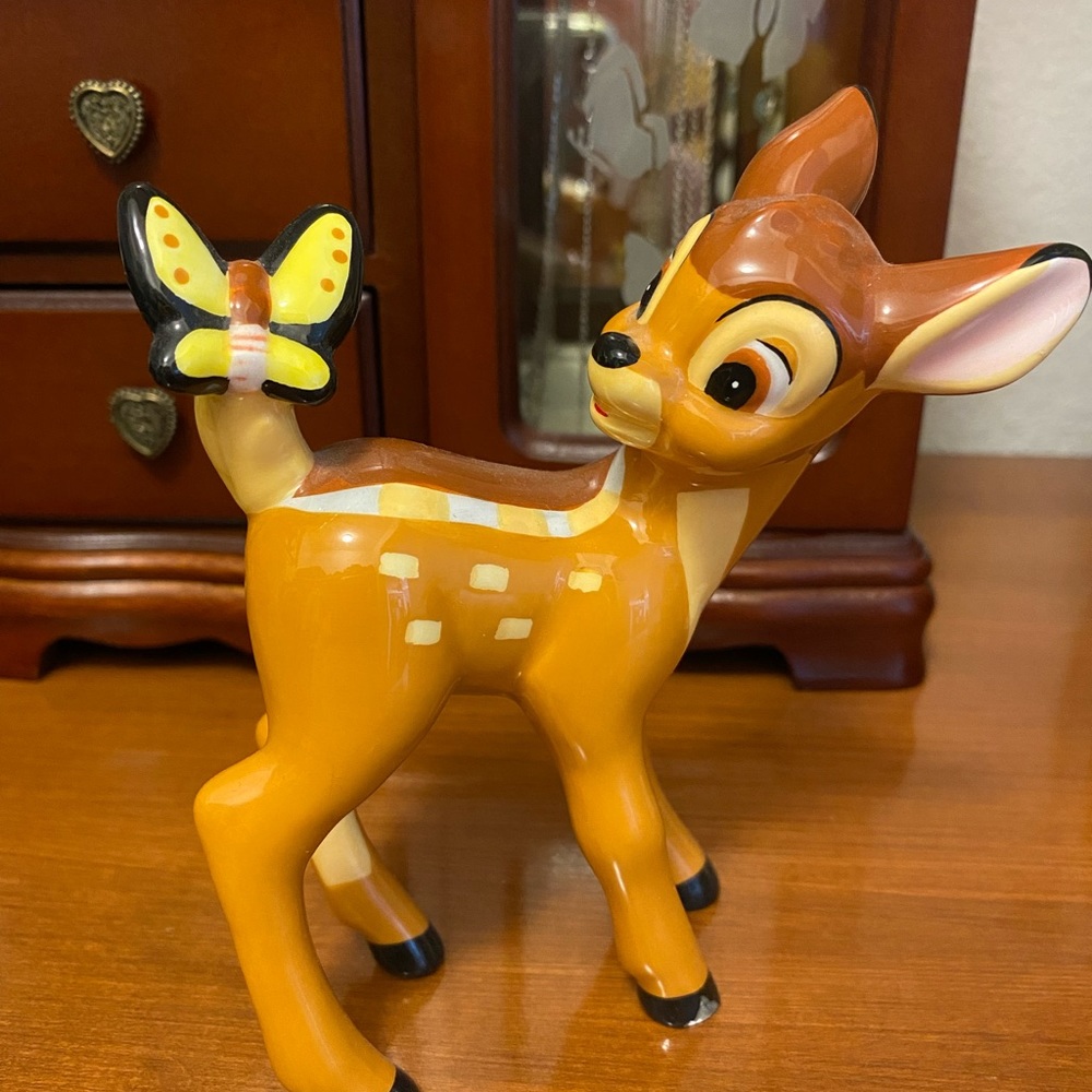 DISNEY Ceramic Bambi (4”) with Butterfly figurine